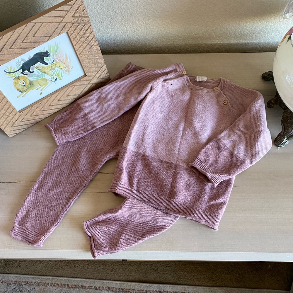 Purple color block knit sweater set H&M